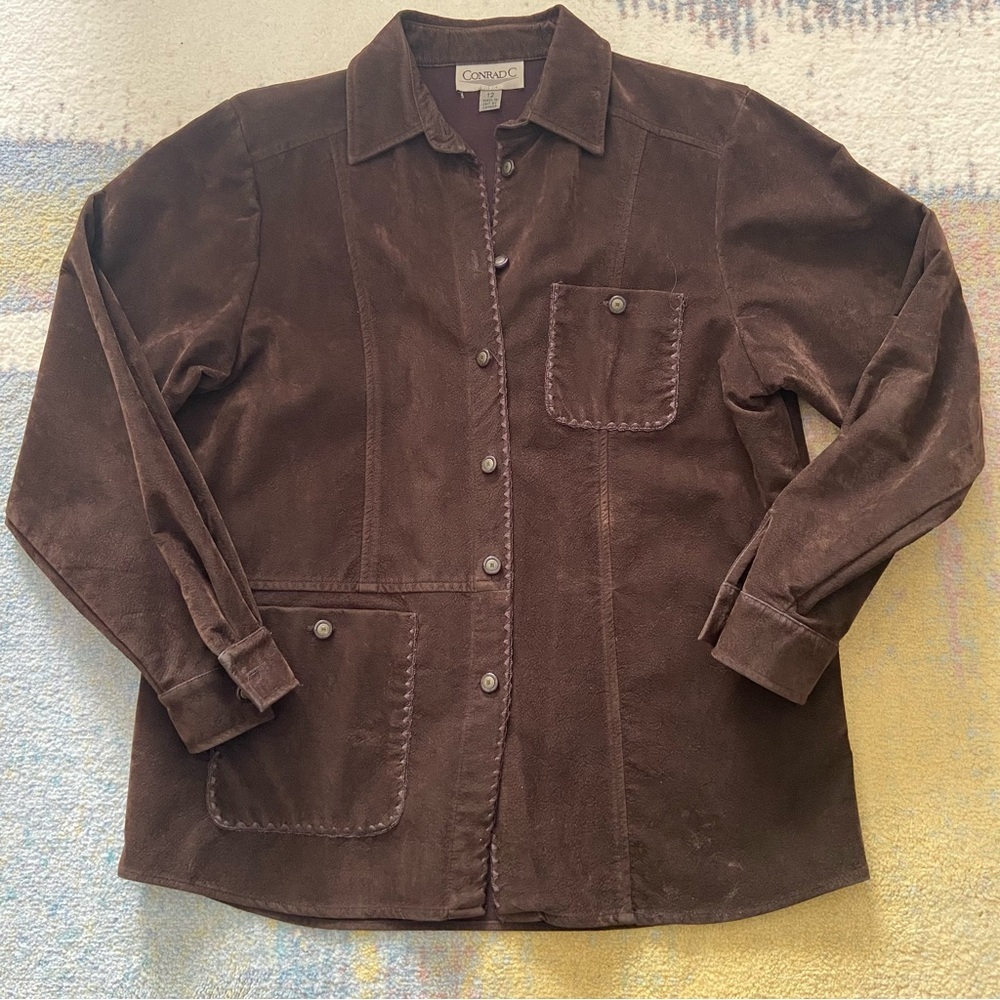 Vintage 90s Brown Button-Up Suede Jacket
